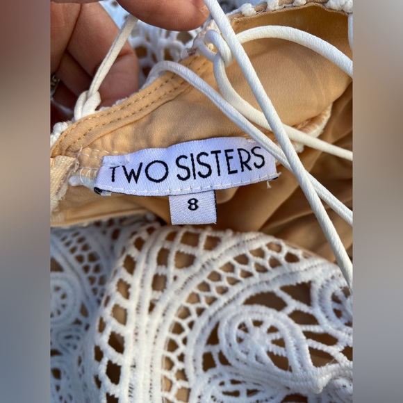 Two Sisters Womens Teens Annabelle Midi Dress Size 8 White Lace Party Evening - Picture 7 of 9